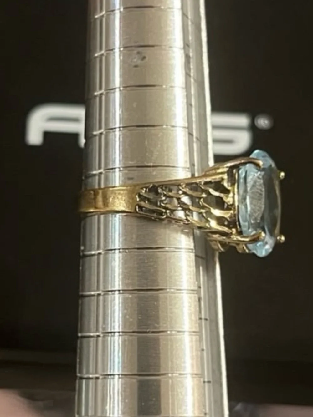 925 silver ring with lab created aquamarine size 5.5